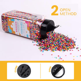 Sujoygar Rainbow Sprinkles on a cake for festive decorating