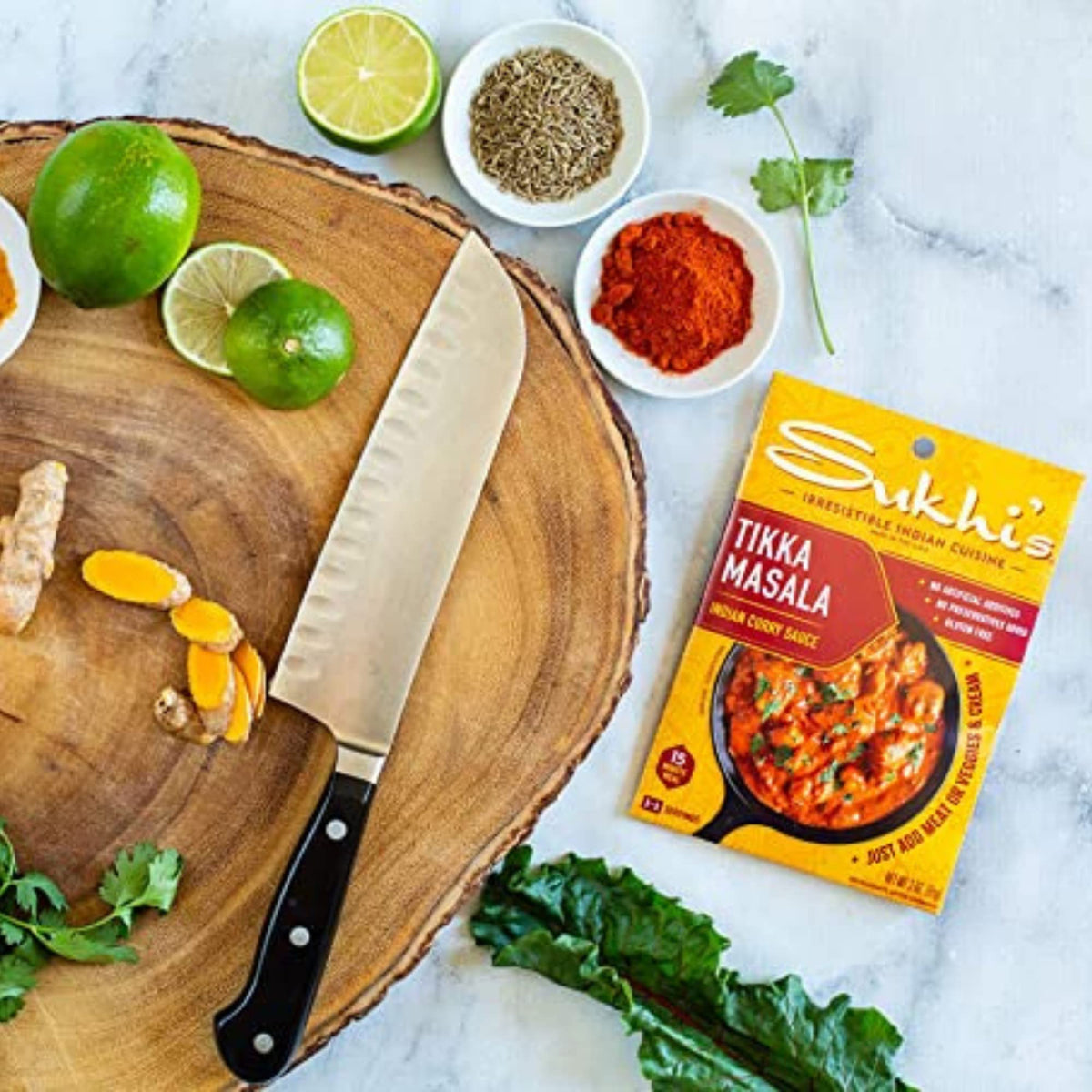 Sukhi's halal and gluten-free label indicating dietary compatibility.