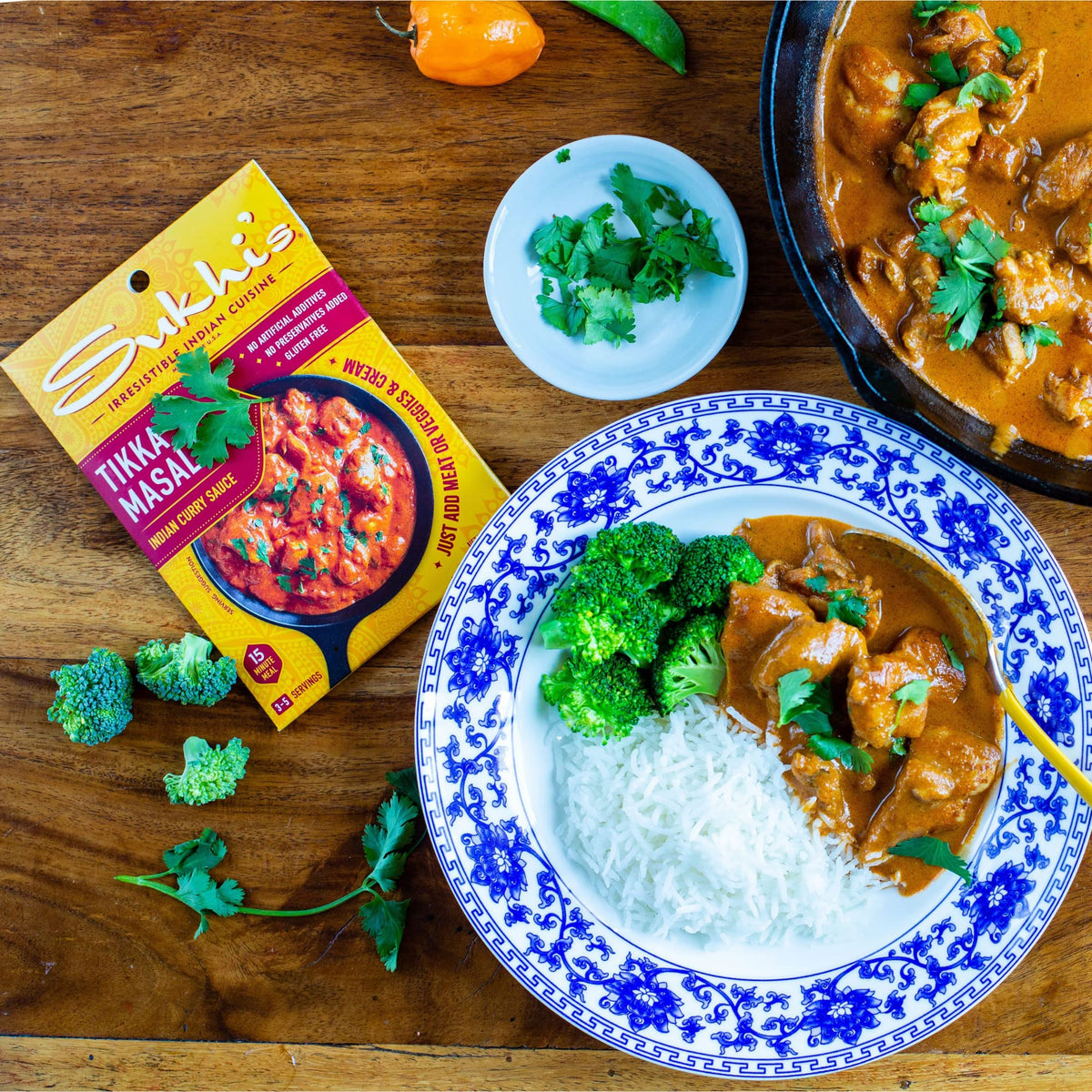 Sukhi's tikka masala dish served with naan for a flavorful dinner.