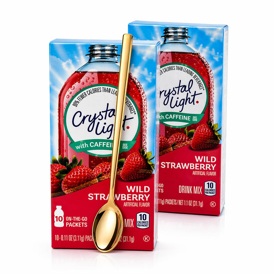 Sukkar Pasha Crystal Light On The Go Lemonade pack with spoon, portable low-calorie refreshment