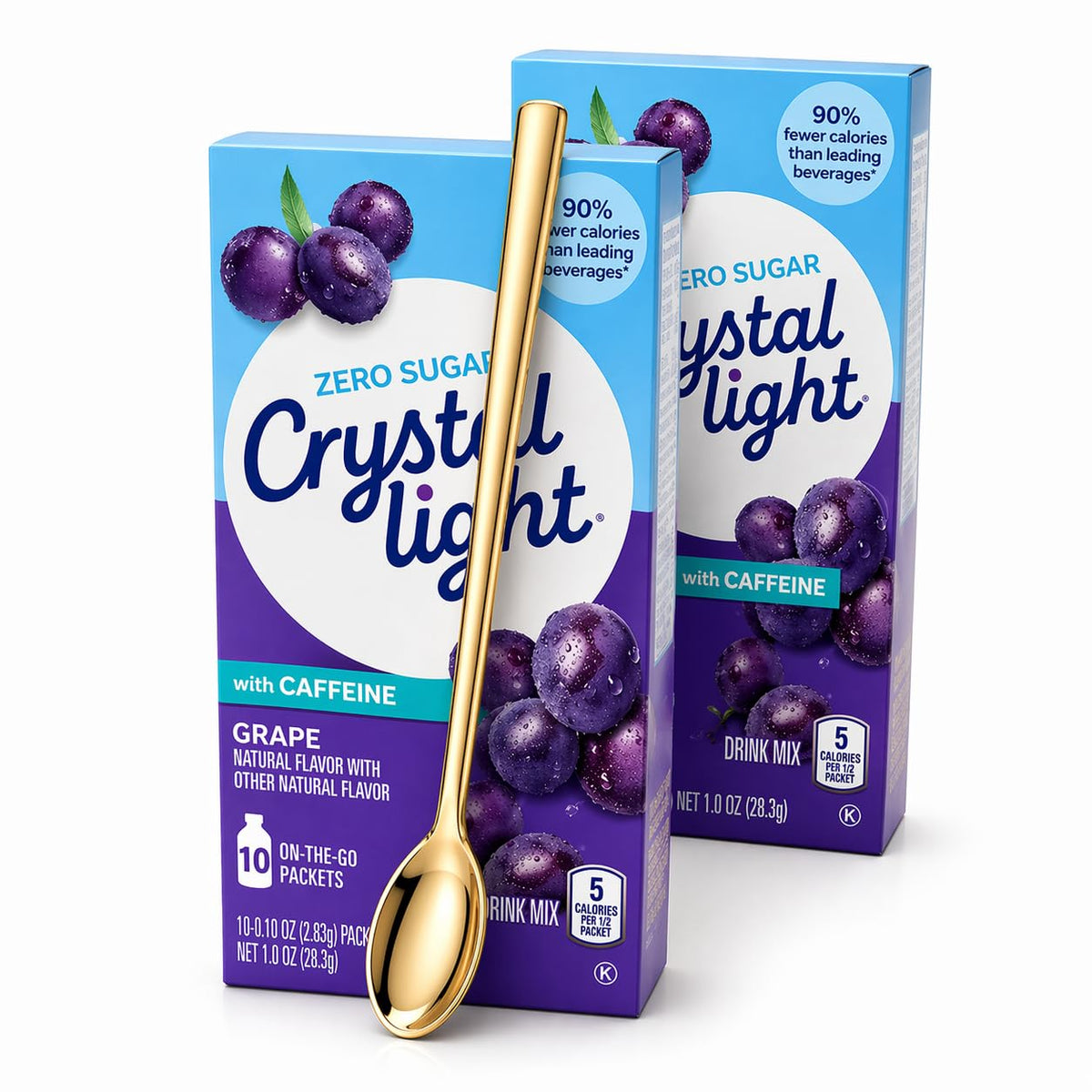 Sukkar Pasha Crystal Light On The Go lemonade pack with spoon for on-the-go refreshment.