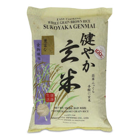 Sukoyaka Shirakiku brown rice bag highlighting premium genmai for sushi and bowls.