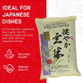 Sukoyaka Shirakiku brown rice cooking in pot for easy meals.