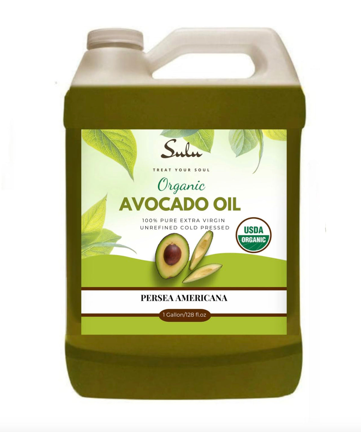 SULU Organics avocado oil bottle for everyday cooking and gentle skin care.