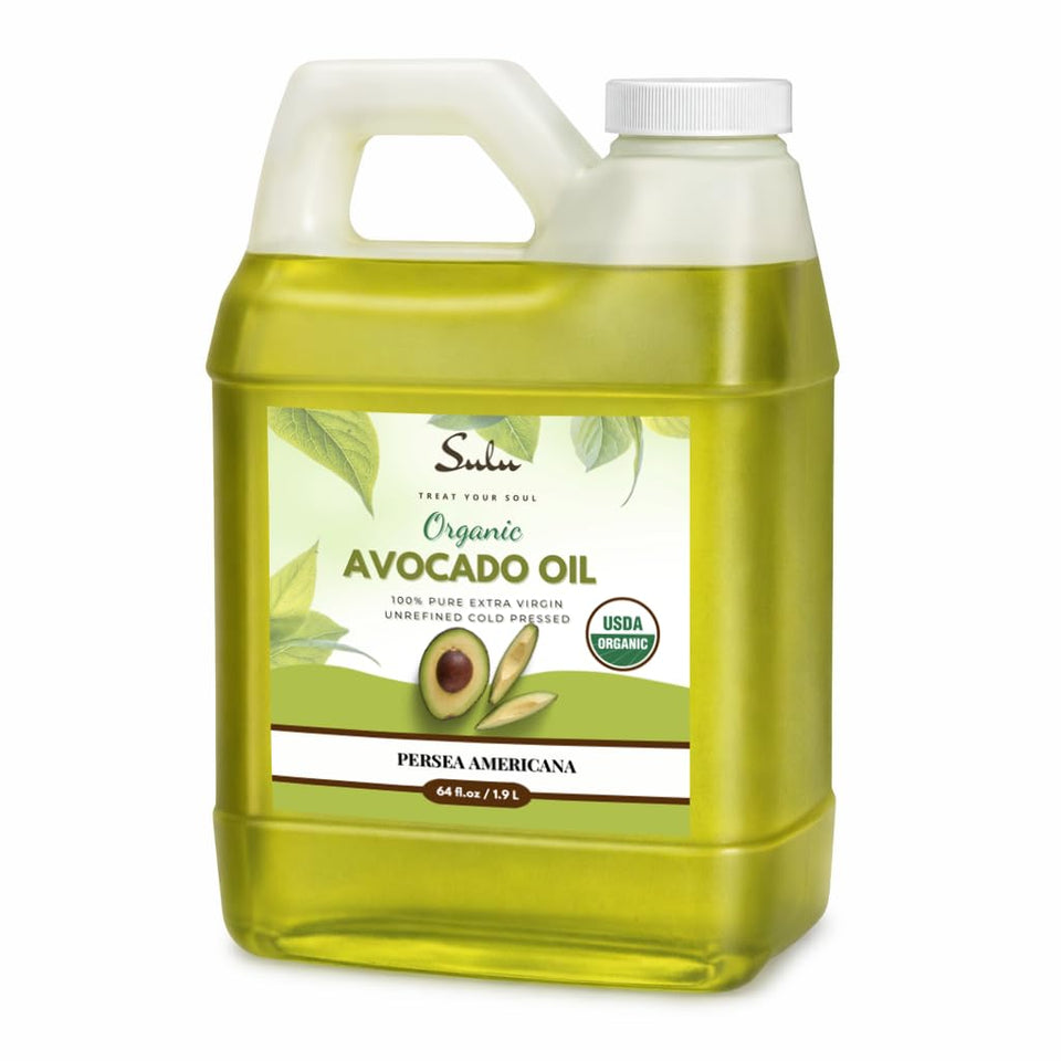 Sulu Organics avocado oil raw bottle for cooking and skin care
