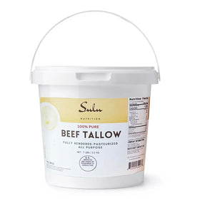 Sulu Organics beef tallow 7lb bottle showing pure rendered fat for cooking