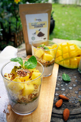 Summer Day Naturals Vanilla Bean Powder stirred into batter to boost vanilla notes