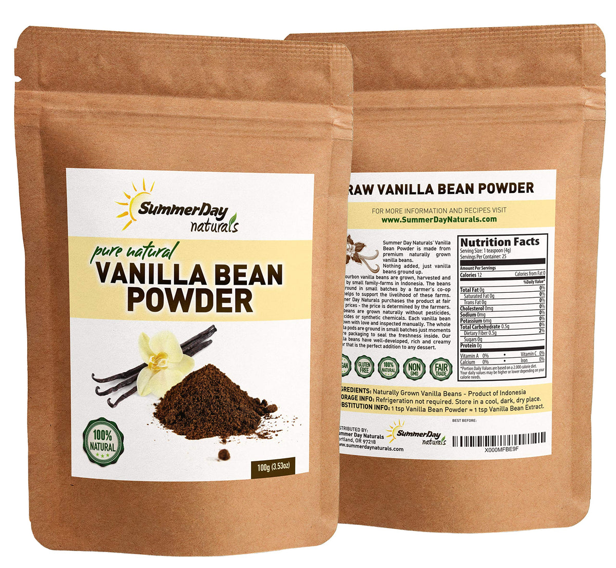 Summer Day Naturals Vanilla Bean Powder beans-to-powder process closeup perfect for desserts