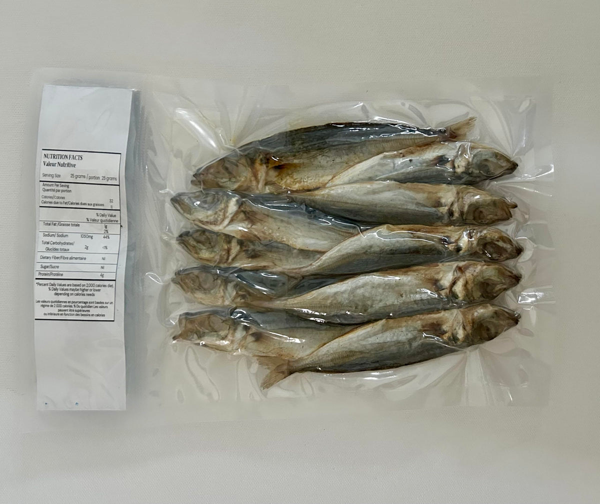 Sun Dried Seafoods dried blue mackerel buo vacuum-sealed pack preserves flavor and aroma.