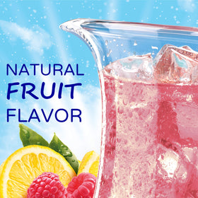 Sun-Maid Crystal Light Raspberry Lemonade label closeup with gluten-free and kosher-certified marks.