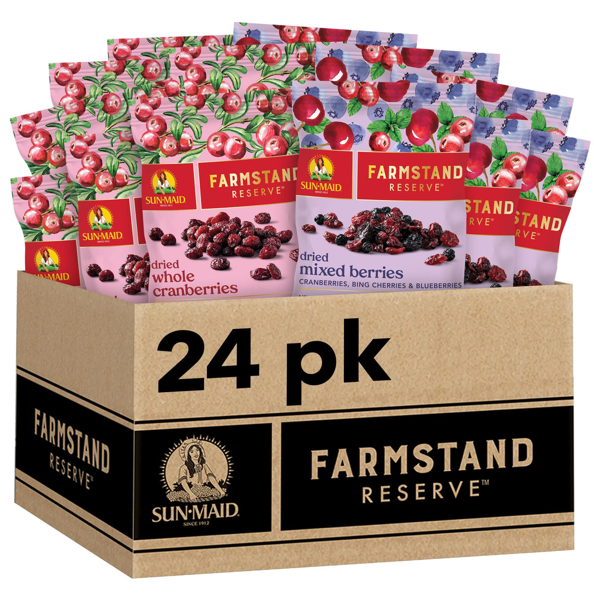 Sun-Maid Farmstand Reserve single-serve pouches for on-the-go snacking.