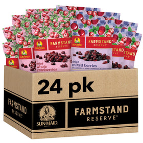 Sun-Maid Farmstand Reserve single-serve pouches for on-the-go snacking.