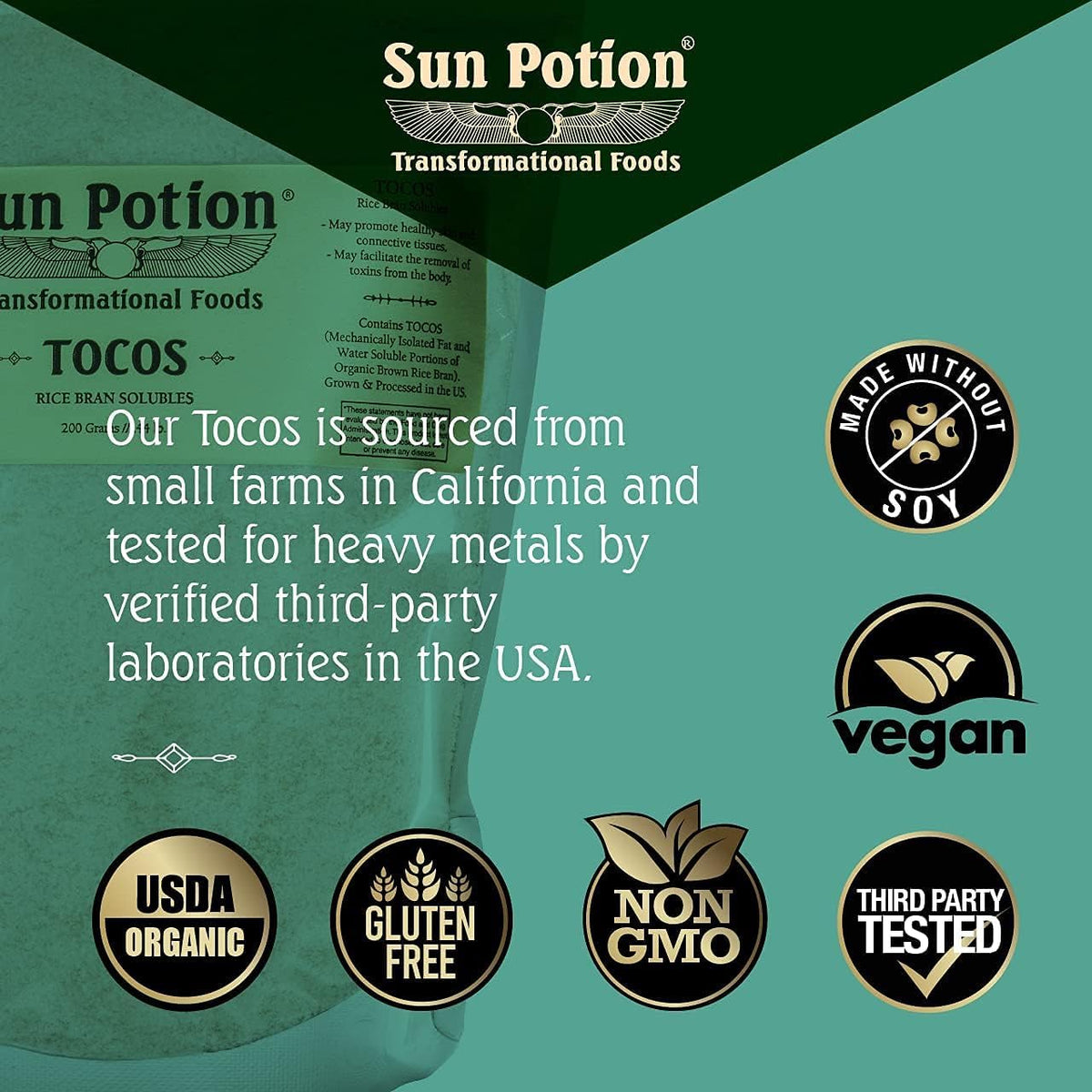 Sun Potion Tocos Powder creamy texture shown in a mug for smoothies