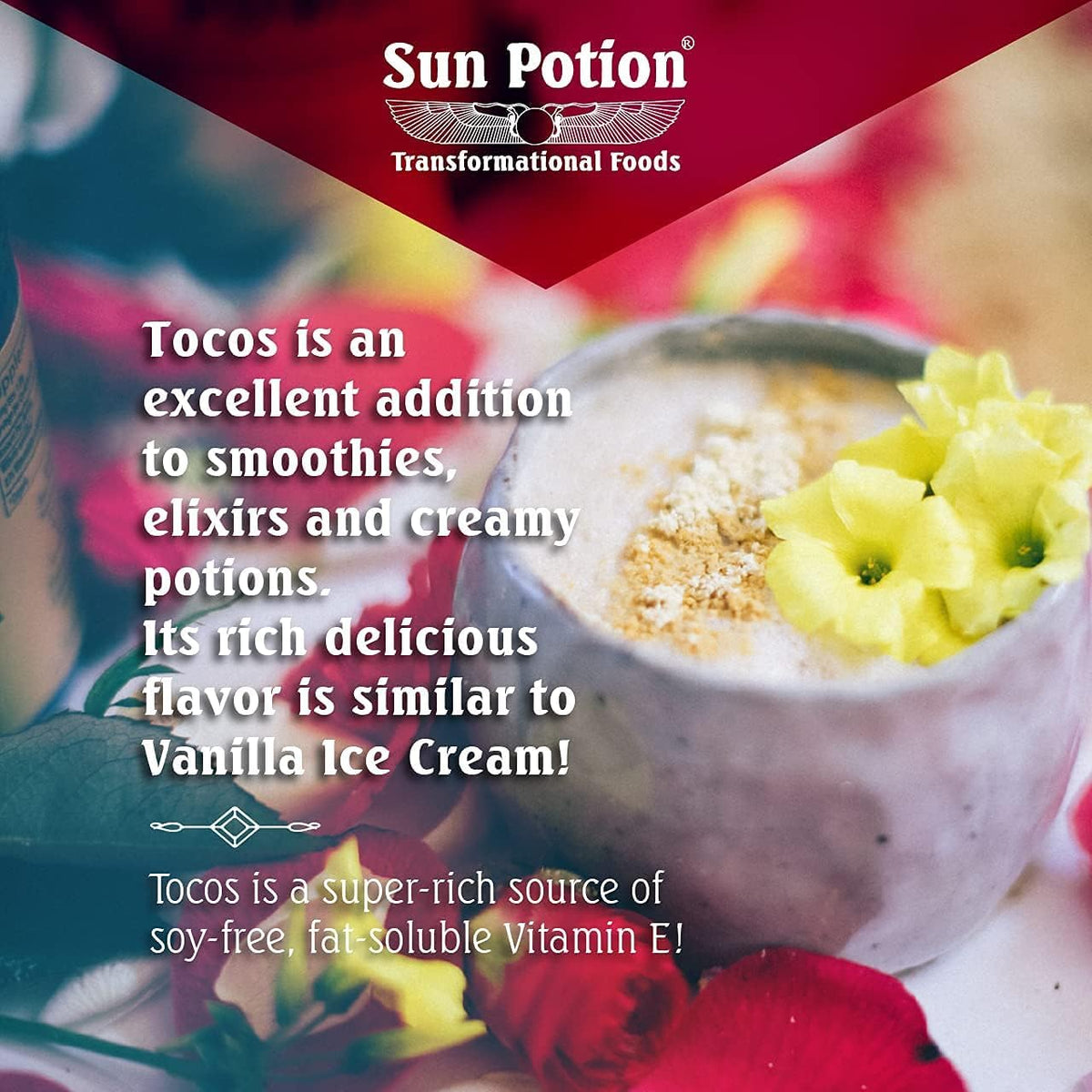 Sun Potion Tocos Powder tea cup close-up signals subtle flavor blend