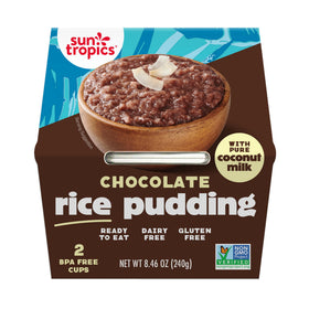 Sun Tropics coconut milk rice pudding chocolate cup—creamy, dairy-free indulgence.