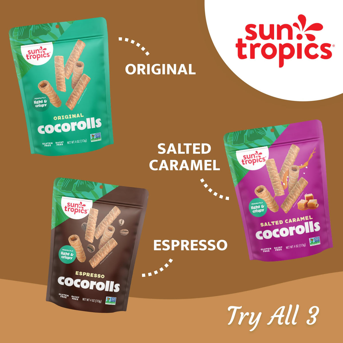 Sun Tropics CocoRolls Original Snack Serve, ideal for sharing with friends.
