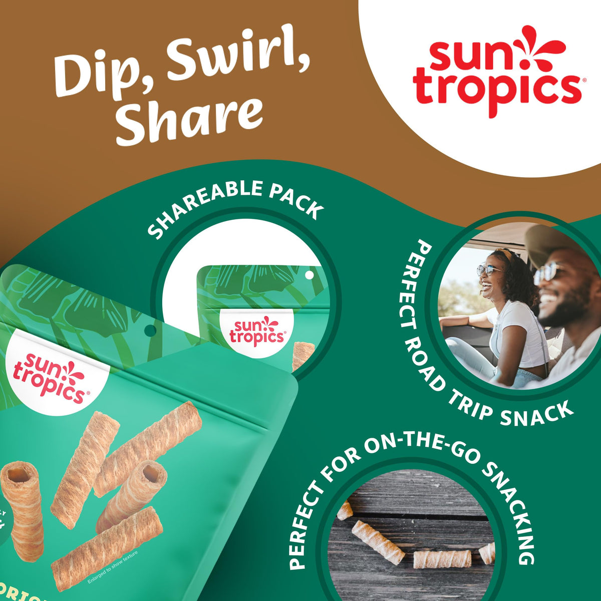 Sun Tropics CocoRolls Original Travel Pack, resealable pouch for on-the-go snacking.
