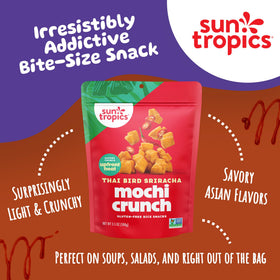 Close-up of Sun Tropics crispy mochi bites highlighting airy texture