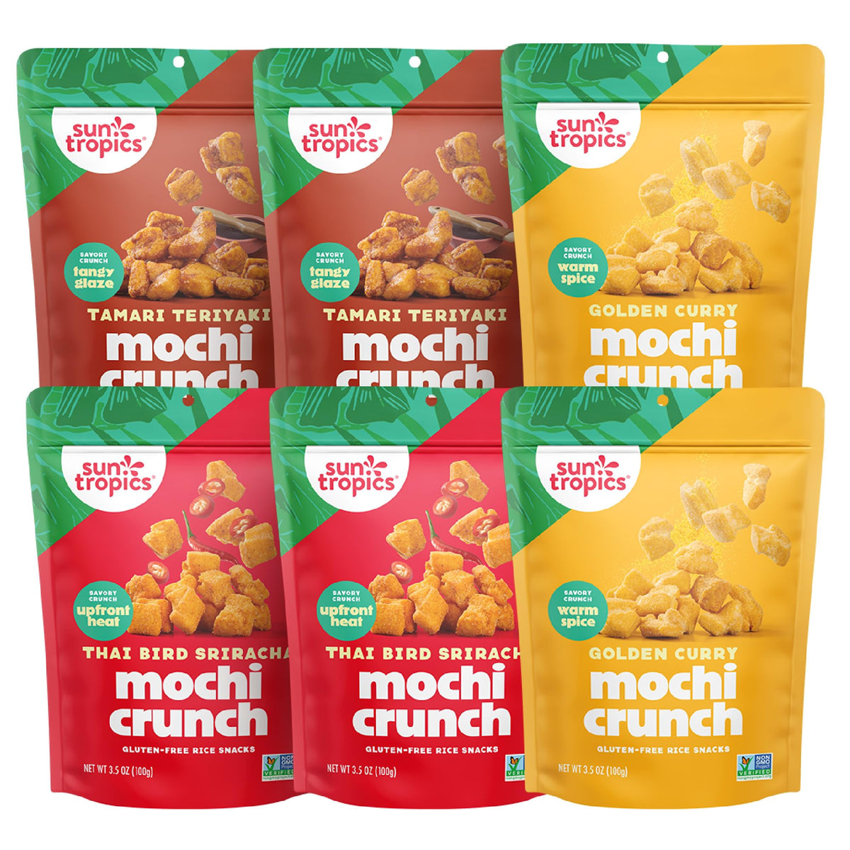 Sun Tropics Mochi Snack Bites packaging in a resealable pouch for on-the-go snacking