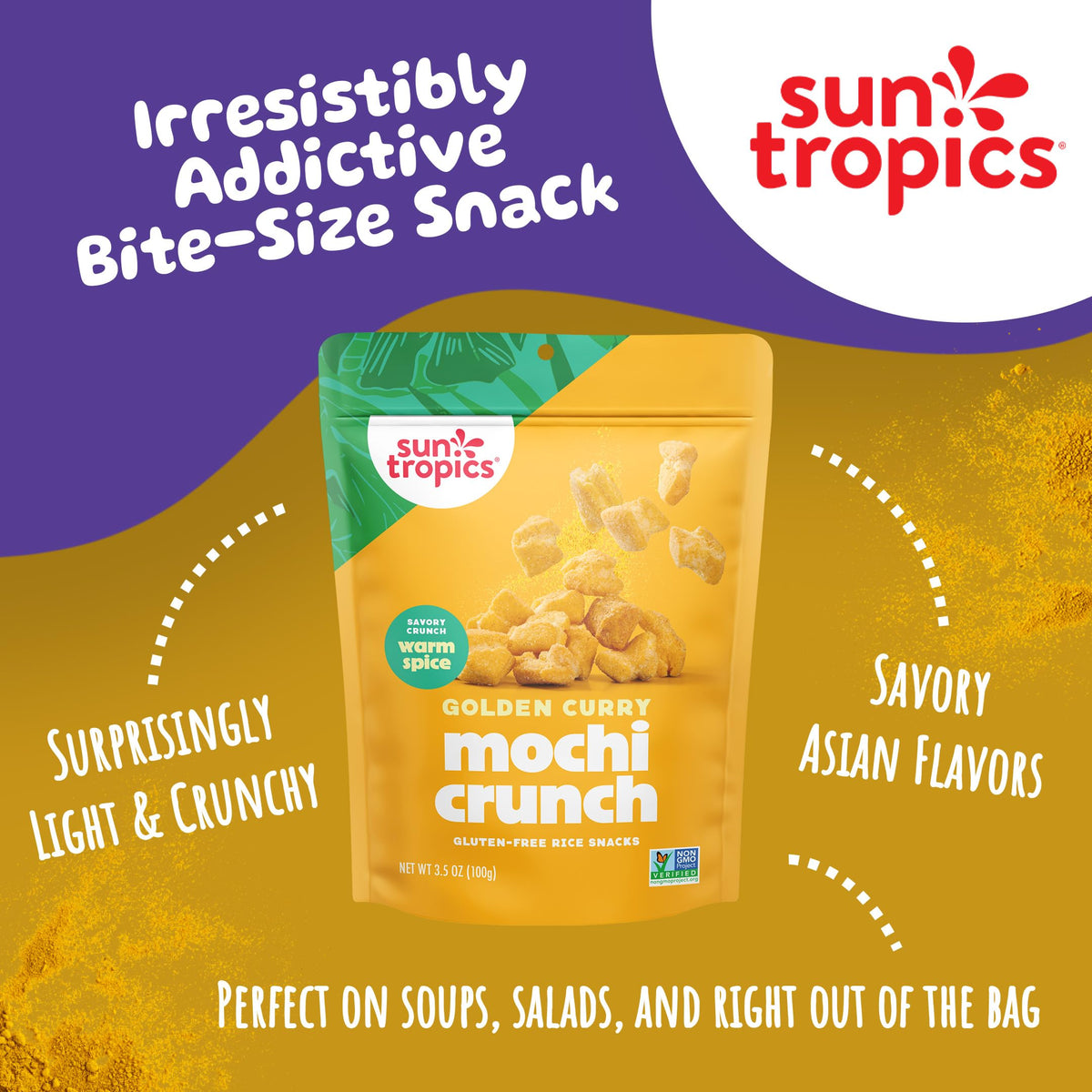 Sun Tropics Mochi Snack Bites Tamari Teriyaki Pack, savory gluten-free flavor