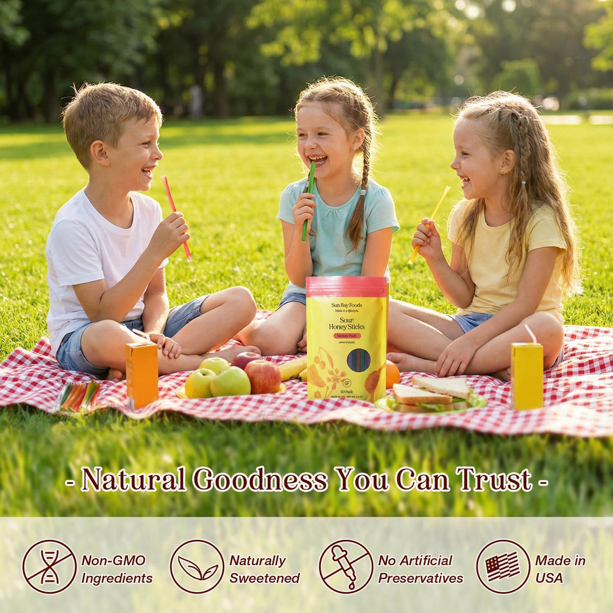 Sun Bay Foods gift-ready honey sticks ideal for sharing at gatherings.