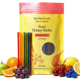Sun Bay Foods Organic Honey Sticks in a sealed pack for on-the-go sweetness.
