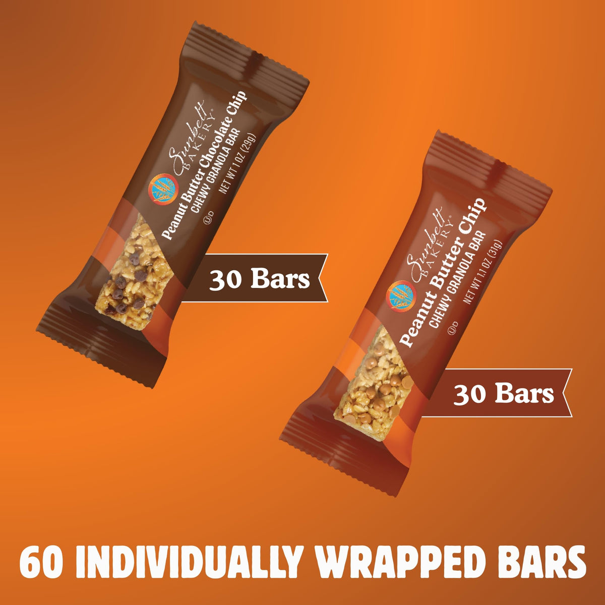 Sunbelt Bakery Peanut Butter Chip granola bar close-up highlighting chewy texture and nutty flavor
