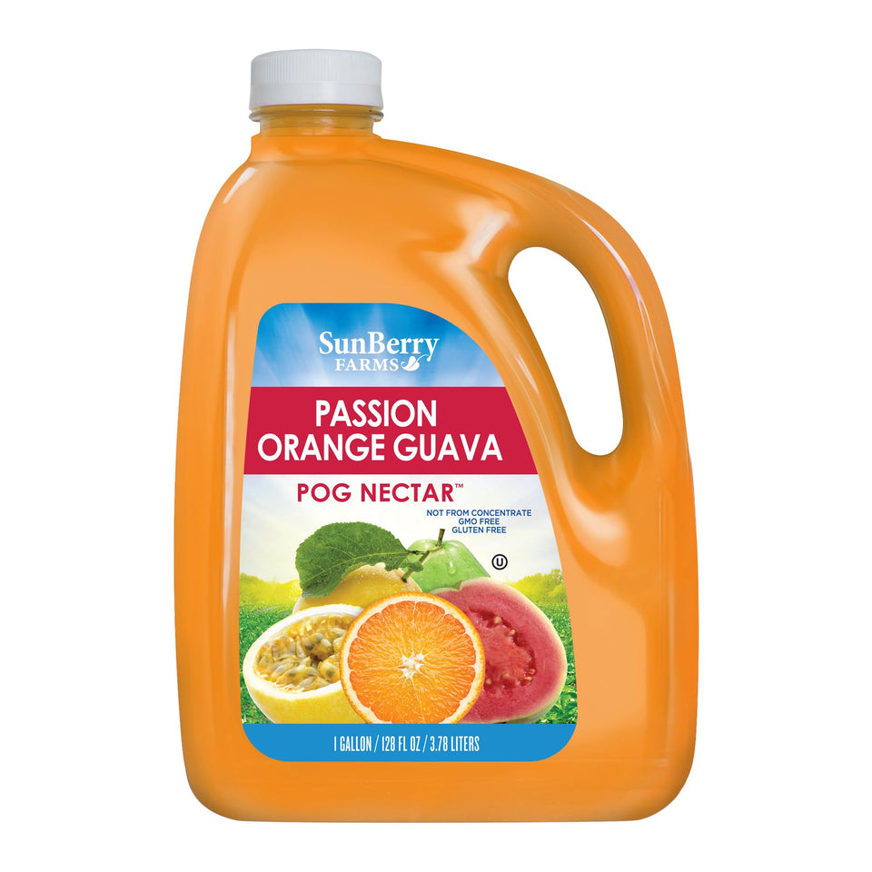 Sunberry Farms POG bottle-1gal shown for family gatherings and easy refills.