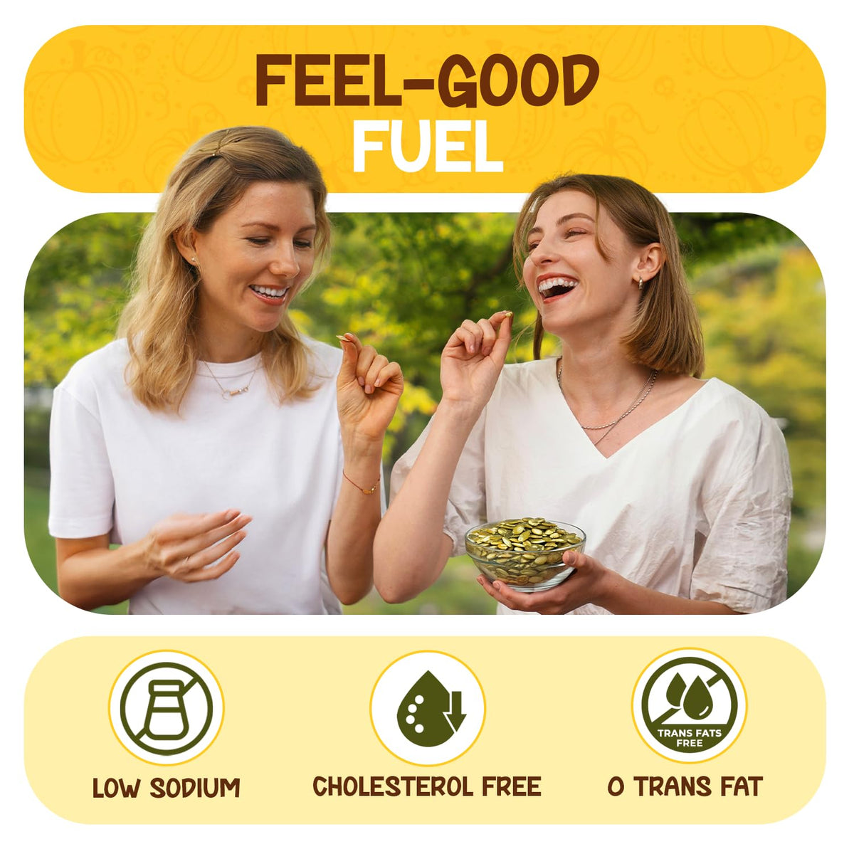 Sunbest Natural pumpkin seeds sprinkled on a salad for extra crunch.