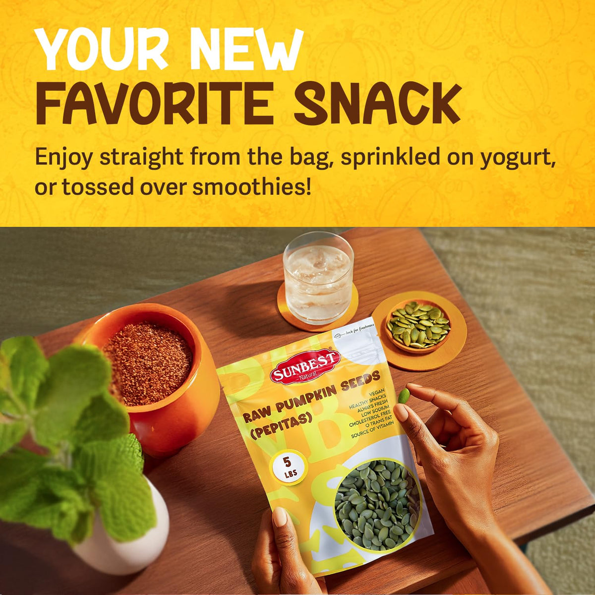 Sunbest Natural pumpkin seeds for meal prep, easy protein boost.