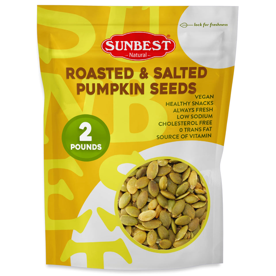 Sunbest Natural pumpkin seeds in packaging ready to eat on the go