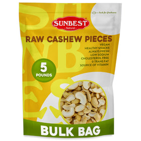 Sunbest Natural raw cashews halves and pieces offer protein-rich snacking and versatile toppings