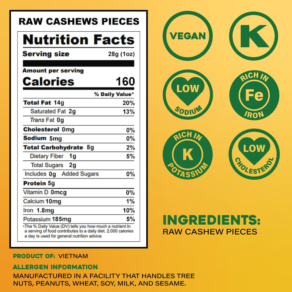 Sunbest Natural unsalted raw cashews highlight a simple, unroasted ingredient for healthy recipes