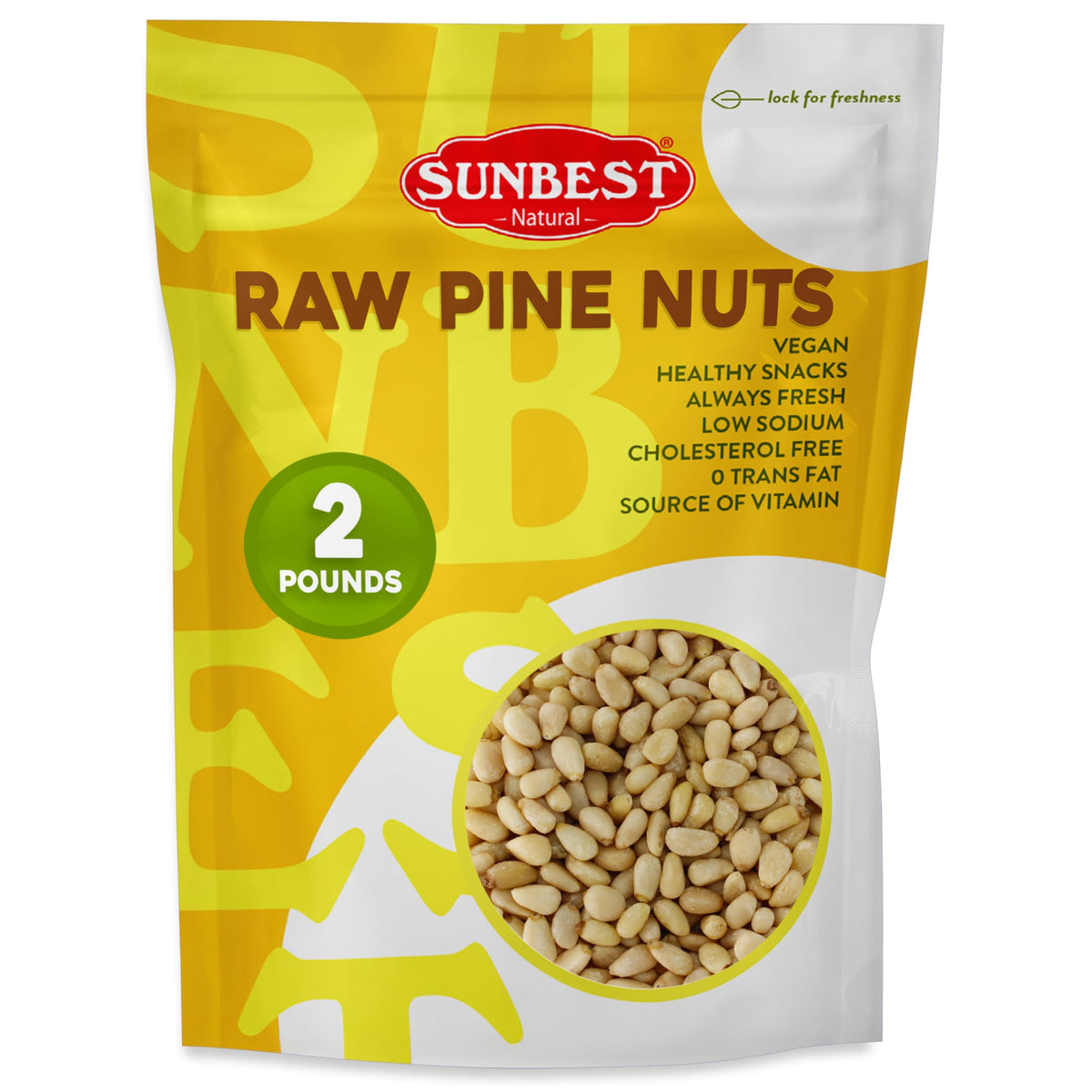 SUNBEST NATURAL raw pine nuts bulk bag; versatile cooking ingredient for many dishes.