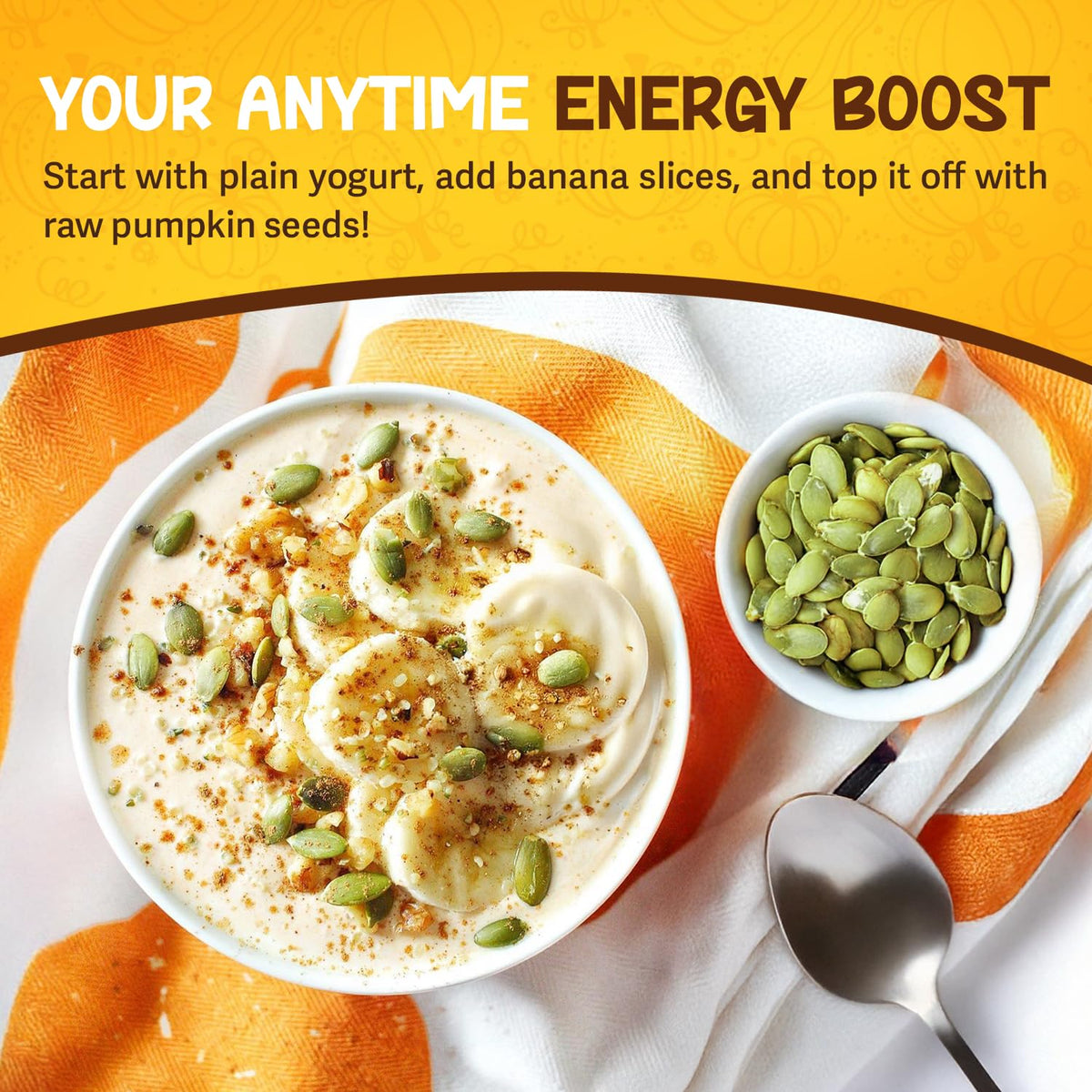 Sunbest Natural raw pumpkin seeds texture close-up with nutty aroma.