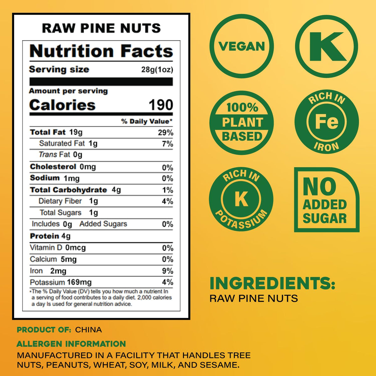 SUNBEST NATURAL shelled pine nuts close-up; premium texture enhances pesto and sauces.