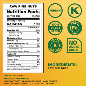 SUNBEST NATURAL shelled pine nuts close-up; premium texture enhances pesto and sauces.