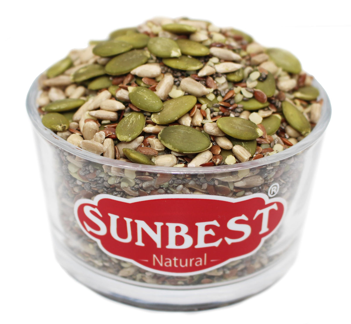 Sunbest Natural Super Seeds Mix raw seeds closeup highlights nutrient-dense ingredients