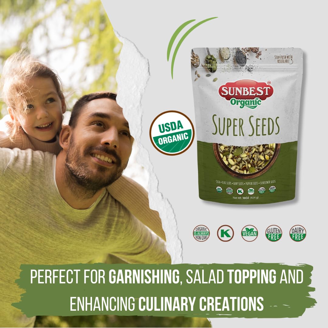 Sunbest Natural Super Seeds Mix yogurt parfait pairing showcases fiber-rich seeds