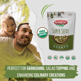 Sunbest Natural Super Seeds Mix yogurt parfait pairing showcases fiber-rich seeds