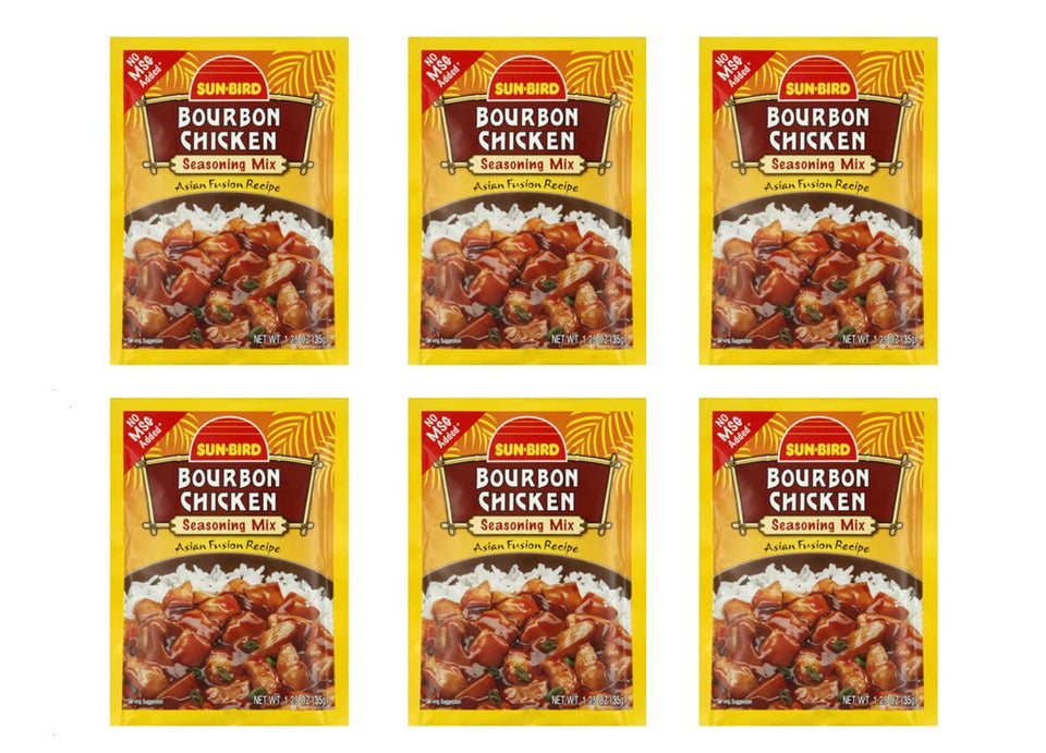 Sunbird Bourbon Chicken Seasoning Pack 6 front view enhances weeknight stir-fries.