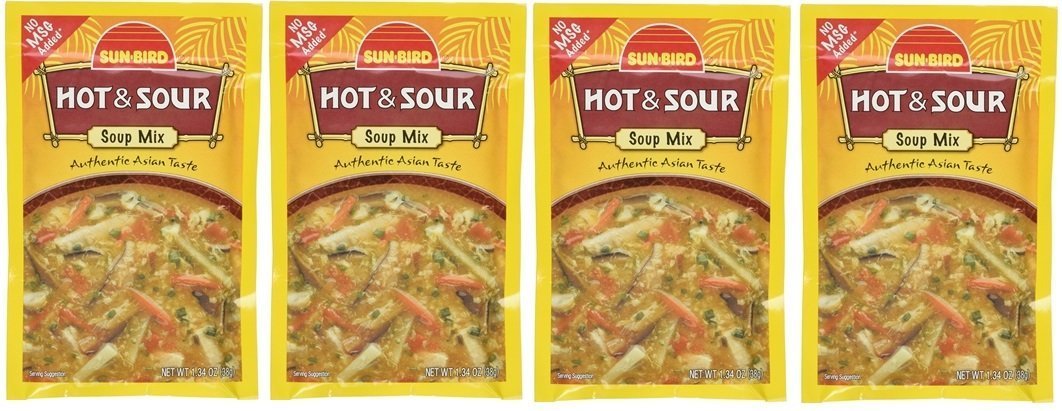 Sunbird Hot & Sour Soup Mix pack of 4 ready for quick, flavorful meals.
