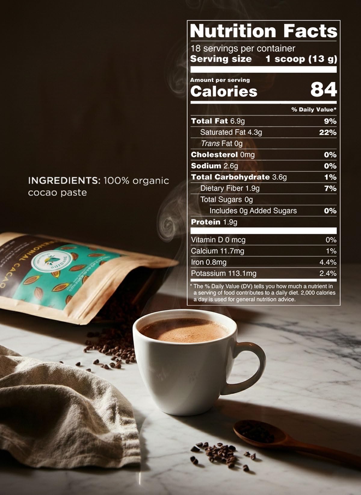 Sunbird Organics Asháninka-partner cacao emphasizes transparent origin and rainforest guardianship.