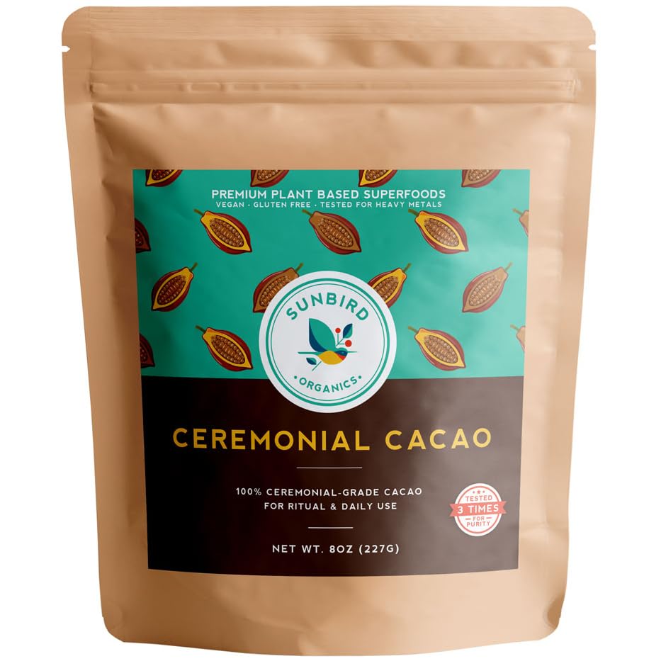 Sunbird Organics ceremonial cacao Peru beans ideal for a mindful ritual and smooth ceremonial drinking.