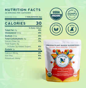 Sunbird Organics probiotics prebiotics blend in cup, supports gut-friendly digestion