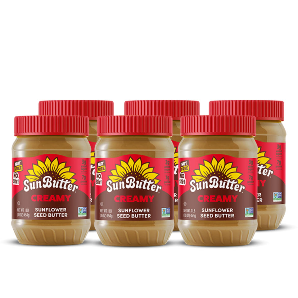 SunButter Creamy sunflower seed butter jar for smooth spreading.
