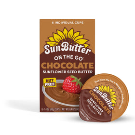 SunButter On The Go Chocolate Cups pack shot, portable snack for busy days