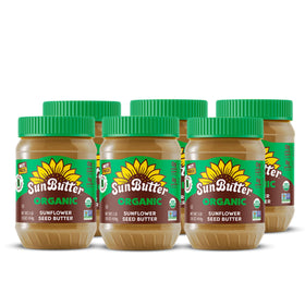 SunButter Organic Sunflower Seed Butter jar offers a smooth, creamy spread for toast.