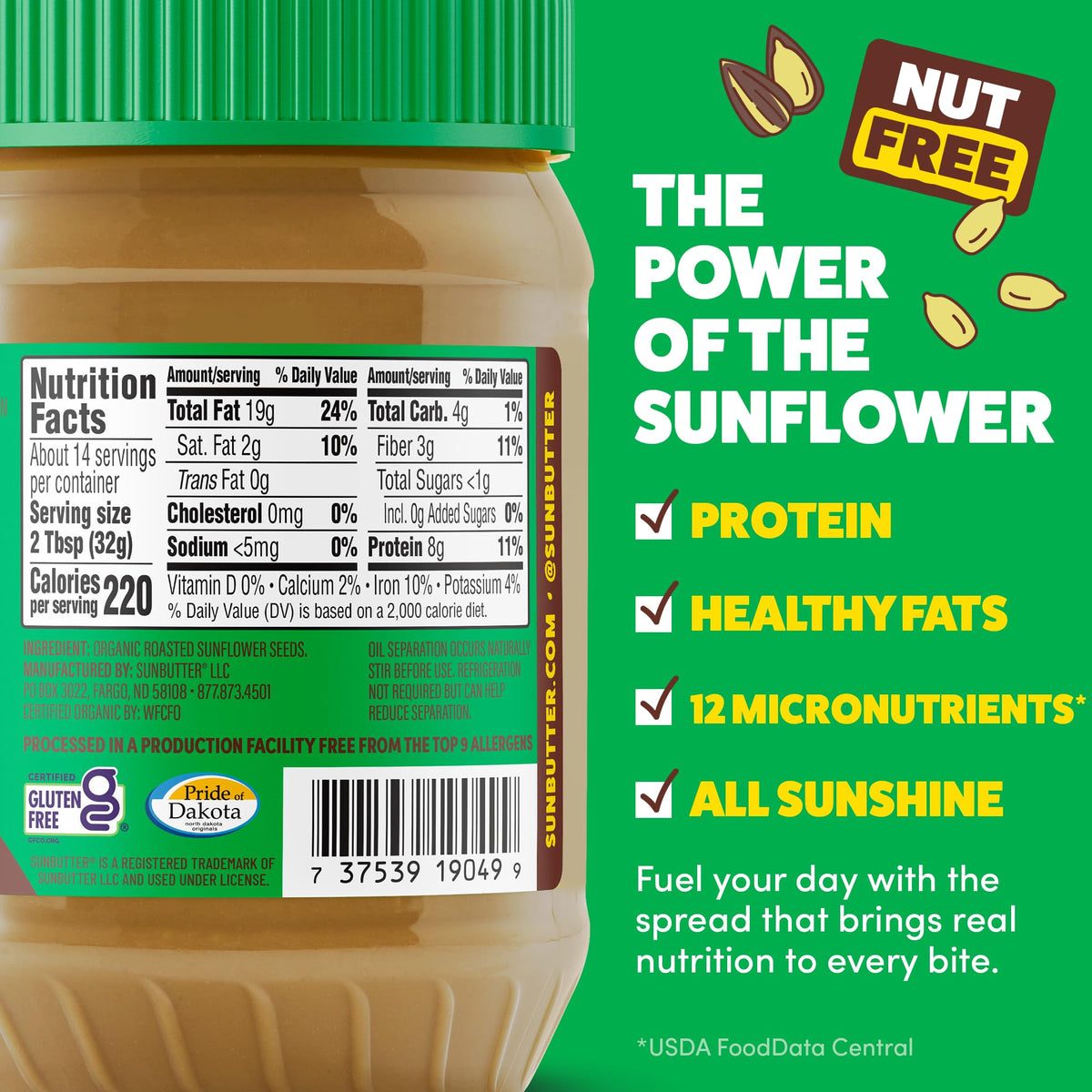 SunButter Organic spread on toast showing nut-free protein boost