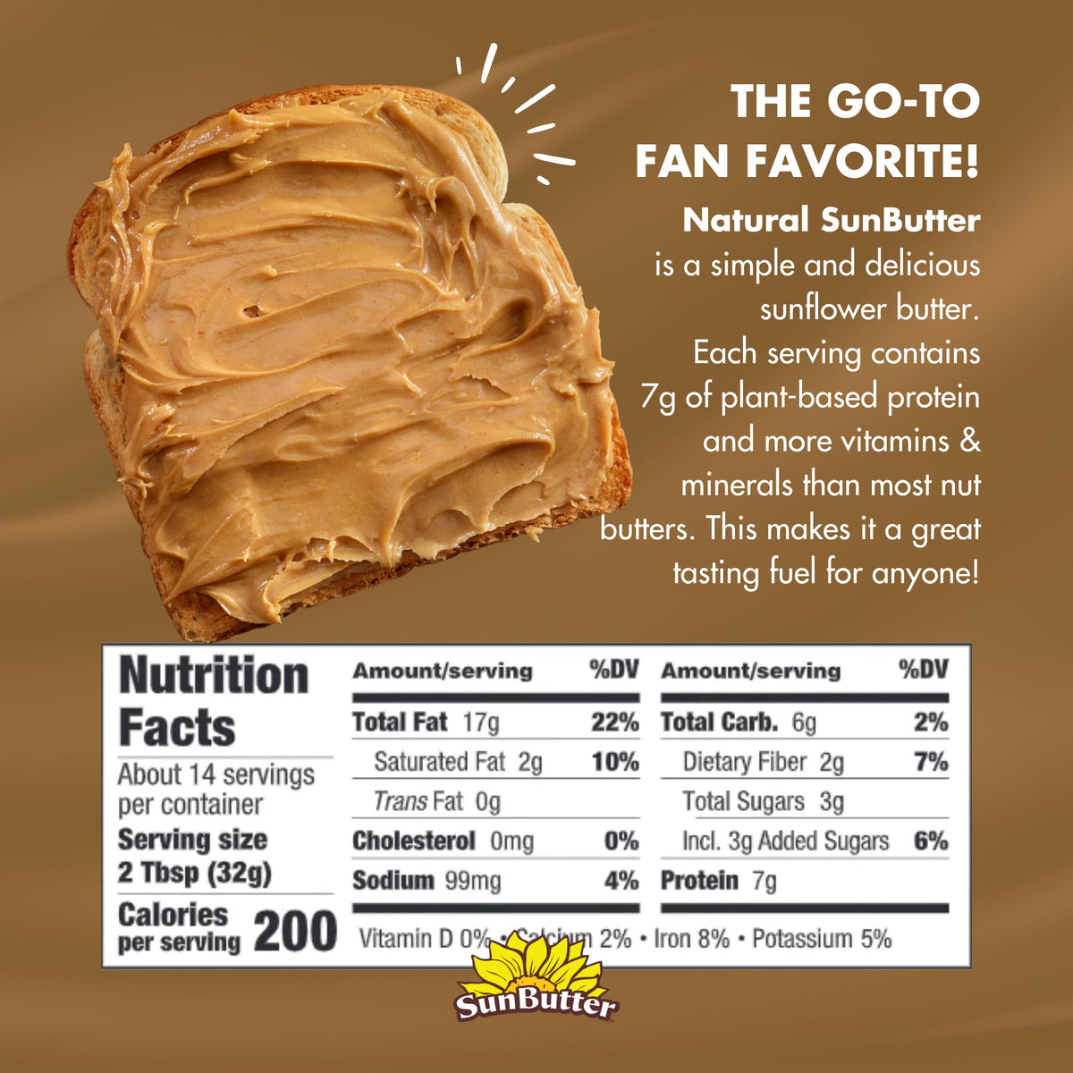 SunButter Original on toast demonstrates a nut-free spread option for sandwiches.